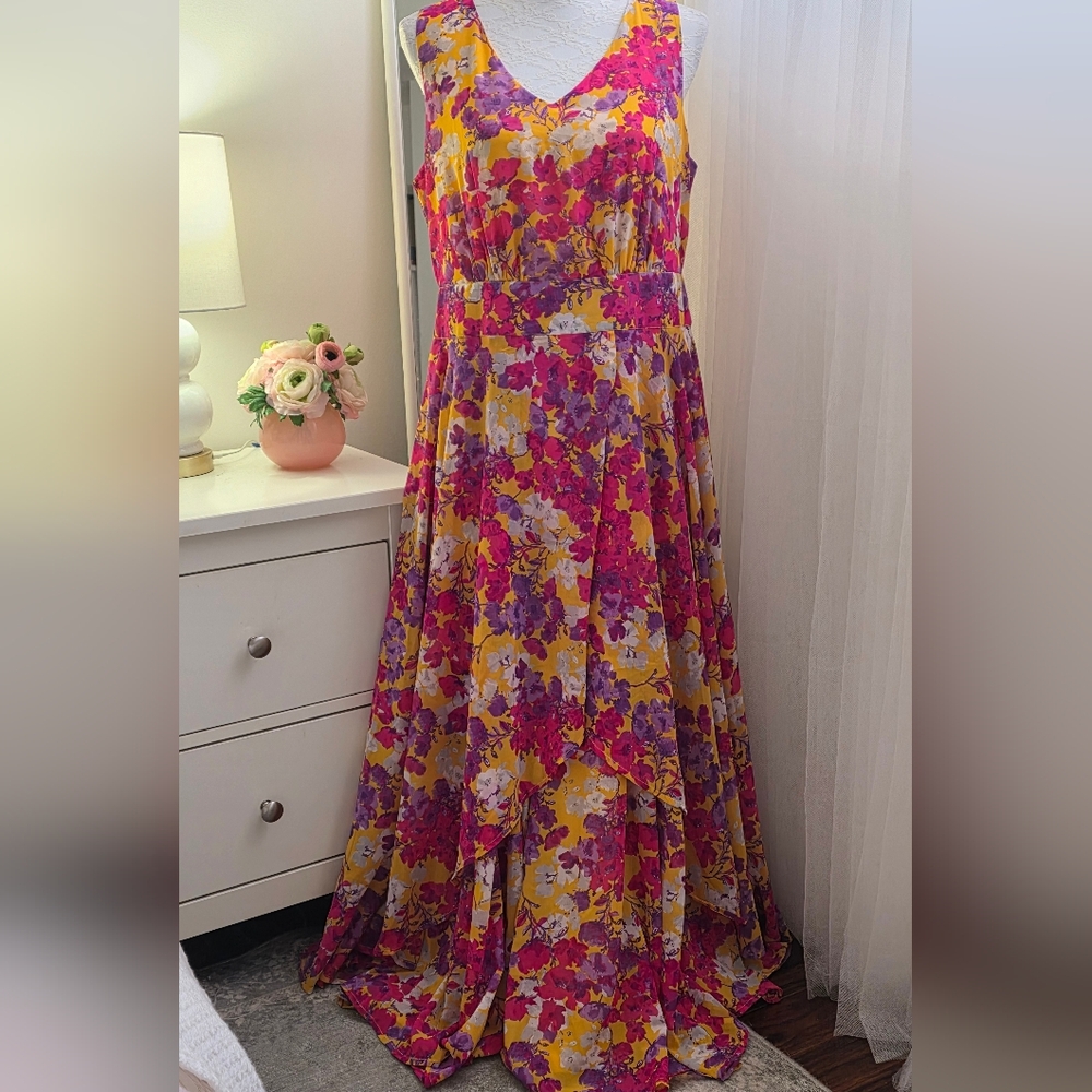 NEW Stunning Jessica London Swing Georgette Circle Skirt Dress 12W